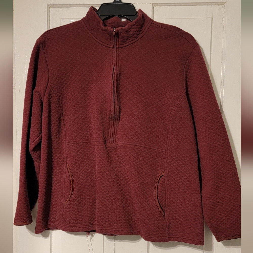 Blue Mountain Women's Jacket Pullover XL Half Zip Quilted Hiking Zinfandel